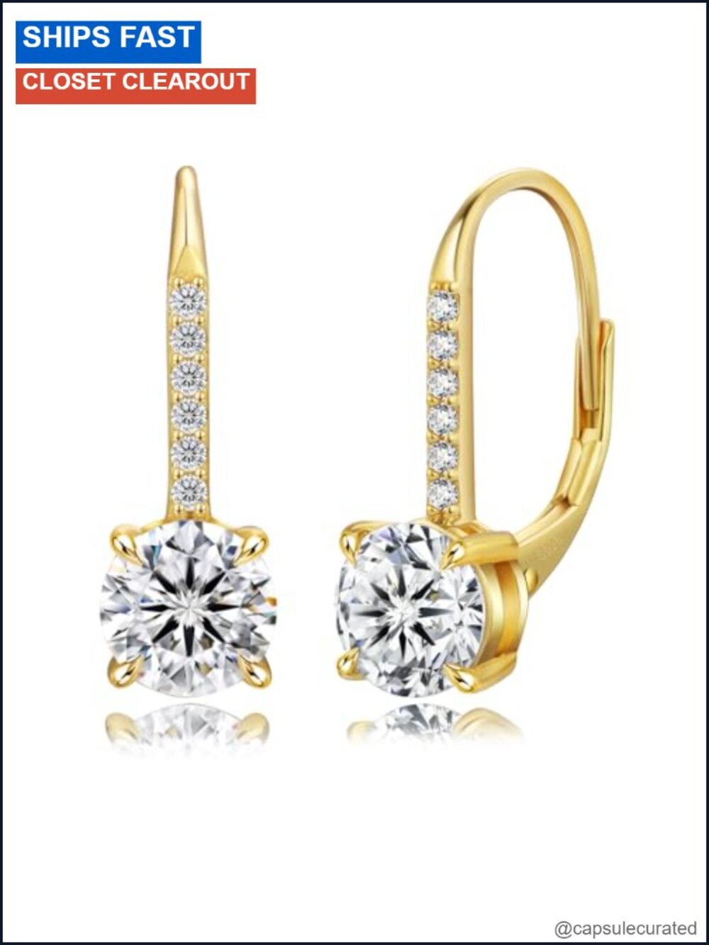 Moissanite Drop Earrings 14k White Gold Plated Sterling Silver Leverback